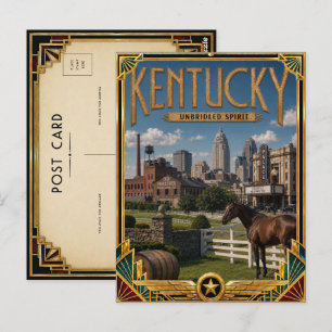 Postal Arte Deco Antiguo Dorado de Kentucky