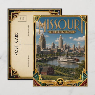 Postal Arte Deco Antiguo Dorado de Missouri
