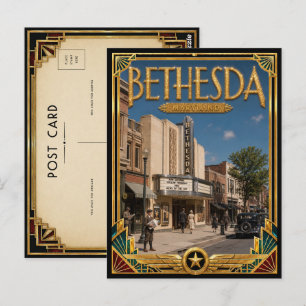Postal Arte Deco Antiguo Edad Dorada Bethesda Maryland