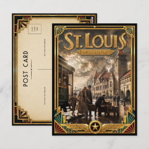 Postal Arte Deco Antiguo Edad Dorada de St. Louis Missour