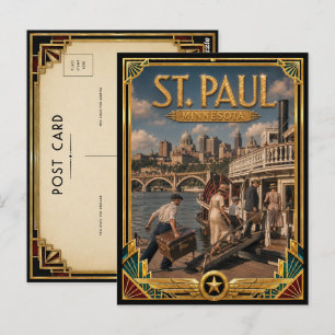 Postal Arte Deco Antiguo Edad Dorada de St. Paul Minnesot