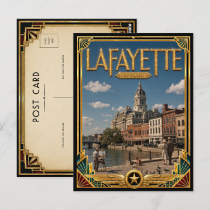 Postal Arte Deco Antiguo Edad Dorada Lafayette Indiana