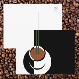 Postal Arte Deco Antiguo, Taza de Café con Vapor