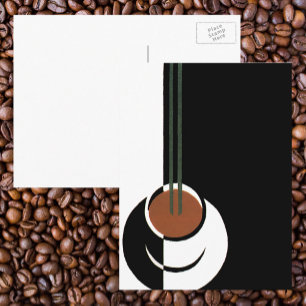 Postal Arte Deco Antiguo, Taza de Café con Vapor