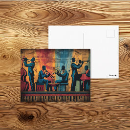 Postal Arte Deco Banda de Jazz del Renacimiento de Harlem
