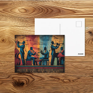 Postal Arte Deco Banda de Jazz del Renacimiento de Harlem