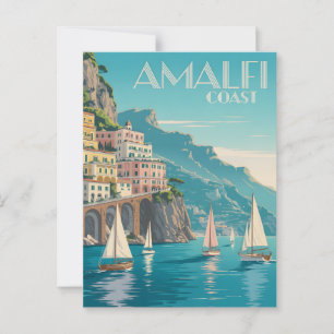 Postal Arte deco de la Costa de Amalfi