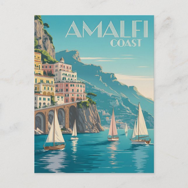 Postal Arte deco de la Costa de Amalfi (Anverso)