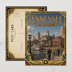 Postal Arte Deco Dorado Antiguo de Tennessee