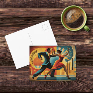 Postal Arte Deco Moderno Bailarines de Tango