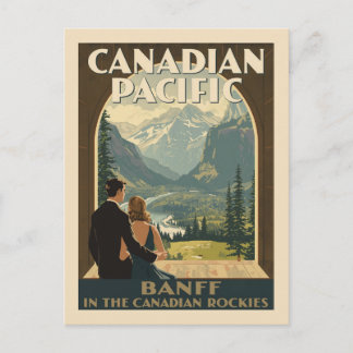 Postal Arte Deco Póster de Viaje Vintage Banff Rockies
