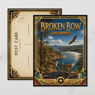 Postal Arte Deco Vintage de la Edad de Oro de Broken Bow