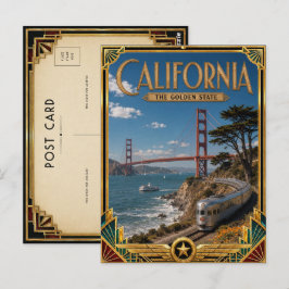 Postal Arte Deco Vintage de la Edad de Oro de California