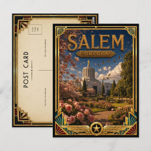 Postal Arte Deco Vintage de la Edad de Oro de Salem Orego