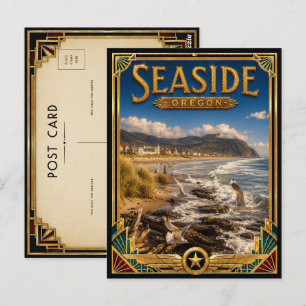 Postal Arte Deco Vintage de la Edad de Oro de Seaside Ore