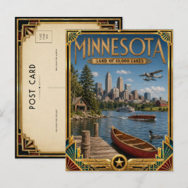 Postal Arte Deco Vintage de la Época Dorada de Minnesota