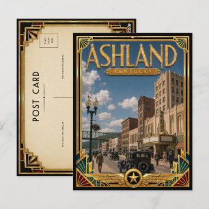 Postal Arte Deco Vintage Edad Dorada de Ashland Kentucky