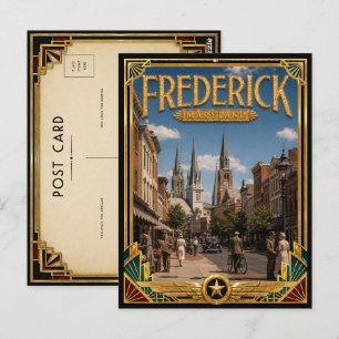 Postal Arte Deco Vintage Edad Dorada Frederick Maryland