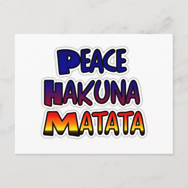 Postal Arte degradado de Peace Hakuna Matata (Anverso)