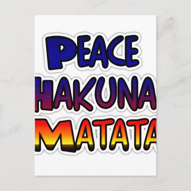 Postal Arte degradado de Peace Hakuna Matata (Anverso)