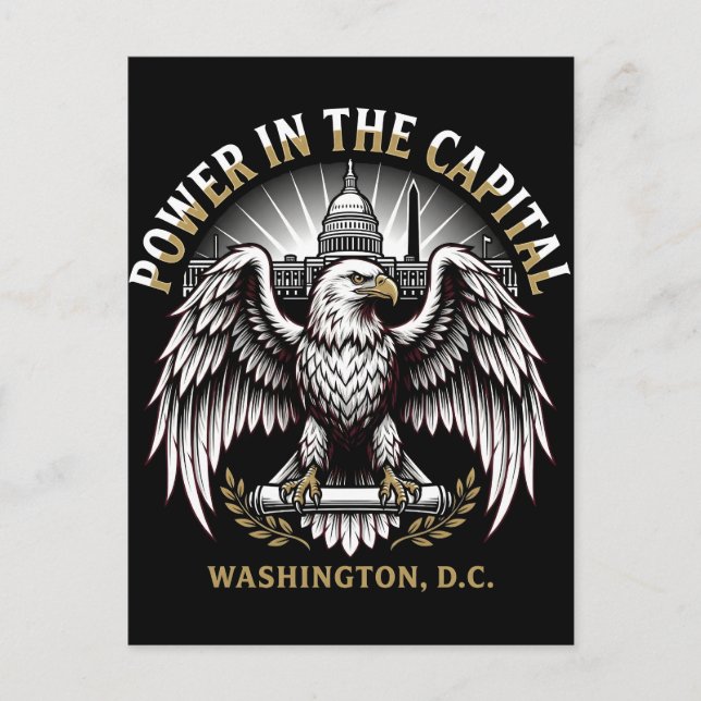 Postal Arte del Águila Calva Poder en la Capital Washingt (Anverso)