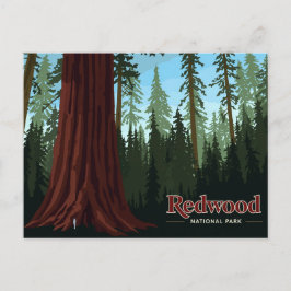 Postal Arte del árbol gigante del Parque Nacional Redwood