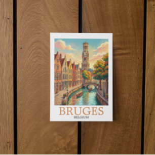 Postal Arte del Canal Brujas Bélgica Vintage