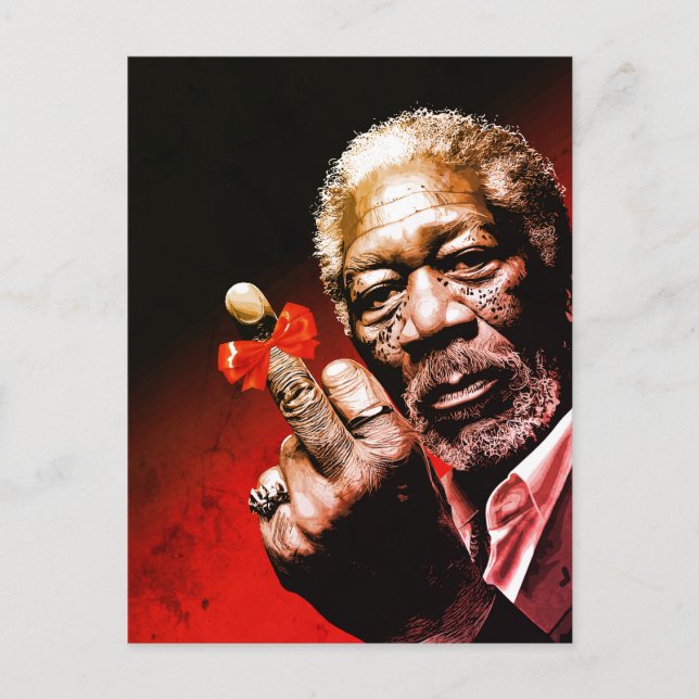 Postal Arte del dedo medio con lazo rojo (Anverso)