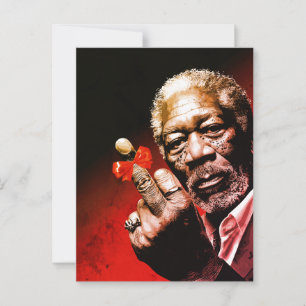 Postal Arte del dedo medio con lazo rojo