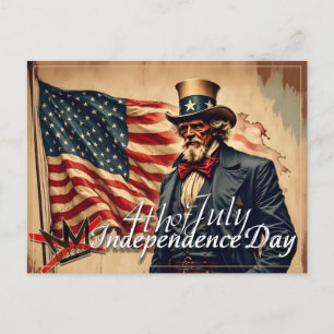 Postal Arte del Día de la Independencia del Tío Sam sin R