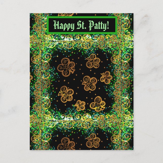 Postal Arte del Día de San Patricio (Anverso)