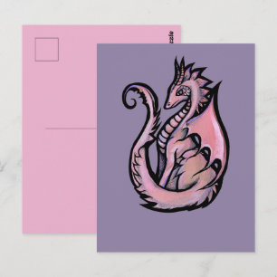 Postal Arte del dragón rosa diseño de dragones lindos art