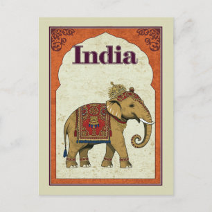 Postal Arte del Elefante Real de la India Ilustrada