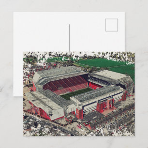 Postal Arte del Estadio de Fútbol - Liverpool, Inglaterra