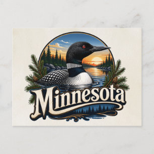 Postal Arte del estado de Minnesota del pájaro somorgujo