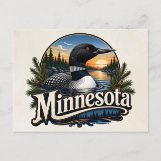 Postal Arte del estado de Minnesota del pájaro somorgujo