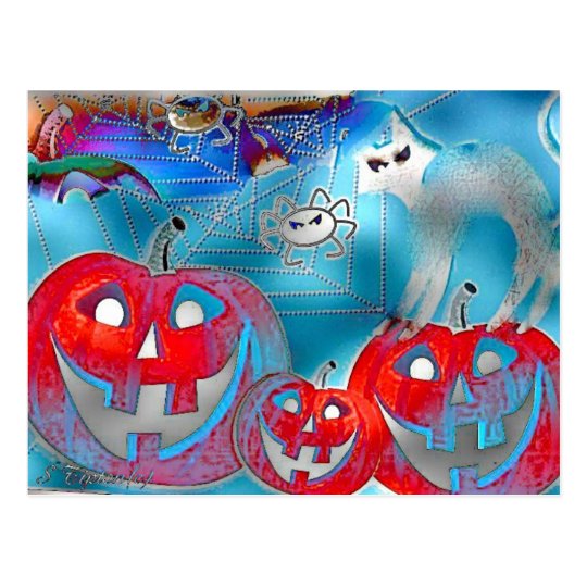 Postal Arte del Gimp de las calabazas de Halloween