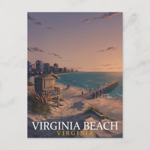 Postal Arte del horizonte frente al mar de Virginia Beach