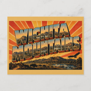 Postal Arte del lago Granite Prairie en las montañas Wich