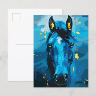 Postal Arte del majestuoso caballo azul: fuerza y eleganc