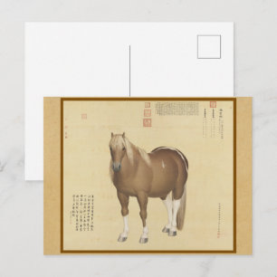Postal Arte del Noble Caballo Rojizo - Estampa Tradiciona