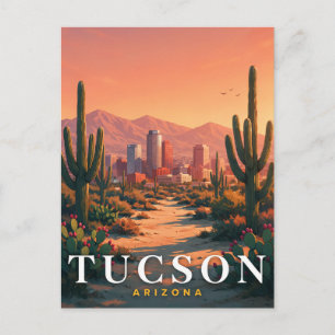 Postal Arte del paisaje desértico escénico de Tucson Ariz