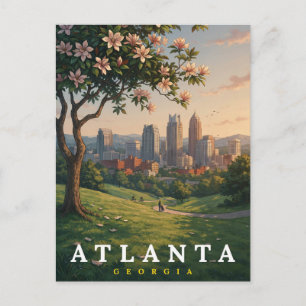Postal Arte del paisaje urbano de Atlanta Georgia