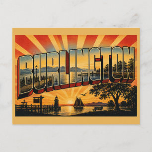 Postal Arte del paseo marítimo del lago Champlain Burling