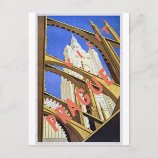 Postal Arte del poster del viaje del vintage de Praga de