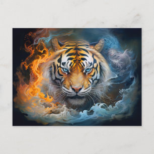 Postal Arte del Tigre Majestuoso del Zodiaco Chino