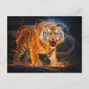 Postal Arte del Tigre Majestuoso del Zodiaco Chino