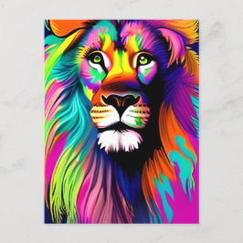 Postal Arte digital de leones colorido