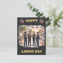 Postal Arte diverso del Día del Trabajo patriótico de ofi