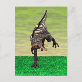 Postal Arte divertido de Aucasaurus rugiendo Dino prehist